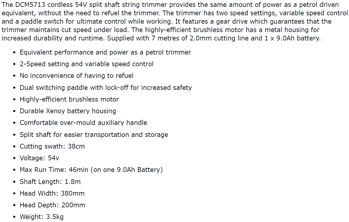 חרמש מקצועי נטען DEWALT DCM5713 DCM5713X1 54V FELXIVOLT